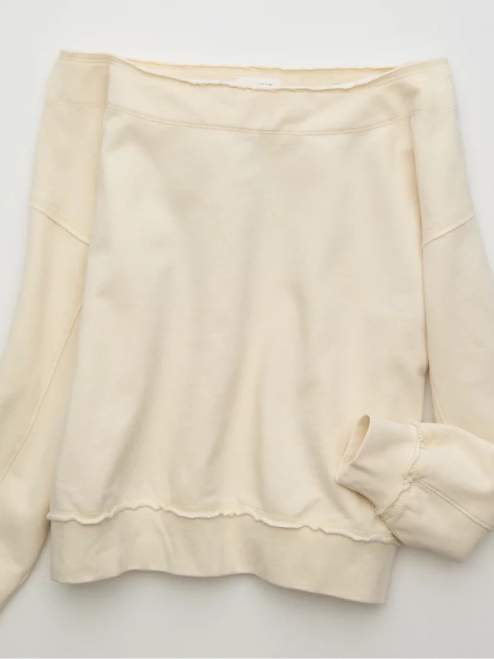 American Eagle Cream Off Shoulder Leisure Sweatshirt